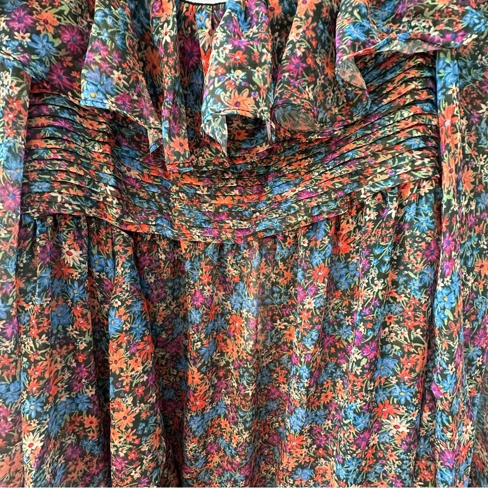 For Love & Lemons Brittany Floral Print Long Sleeve Midi Dress - Picture 9 of 12